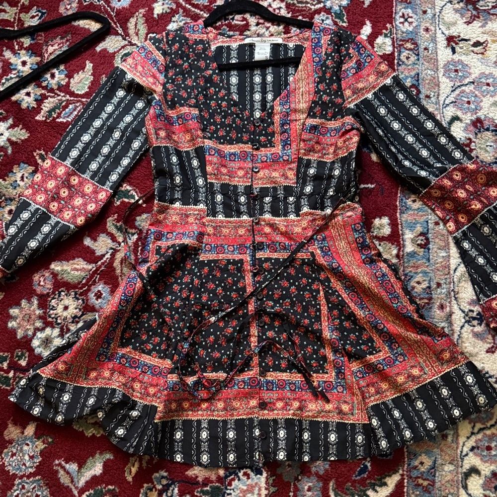 American Rag Black and Red Long Sleeve Dress